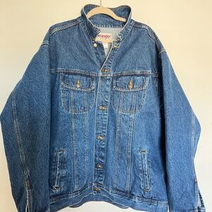 Wrangler Rugged Wear Denim Jacket Blue Button Front Long Sleeve Men 2XT 2X TGL